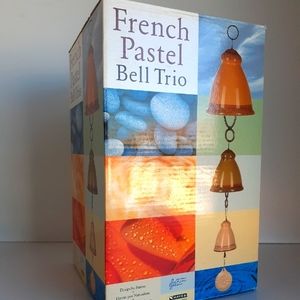 French Pastel Bell Trio Wind Chime Three Tier Bell Shaped Ceramic Wind Chime